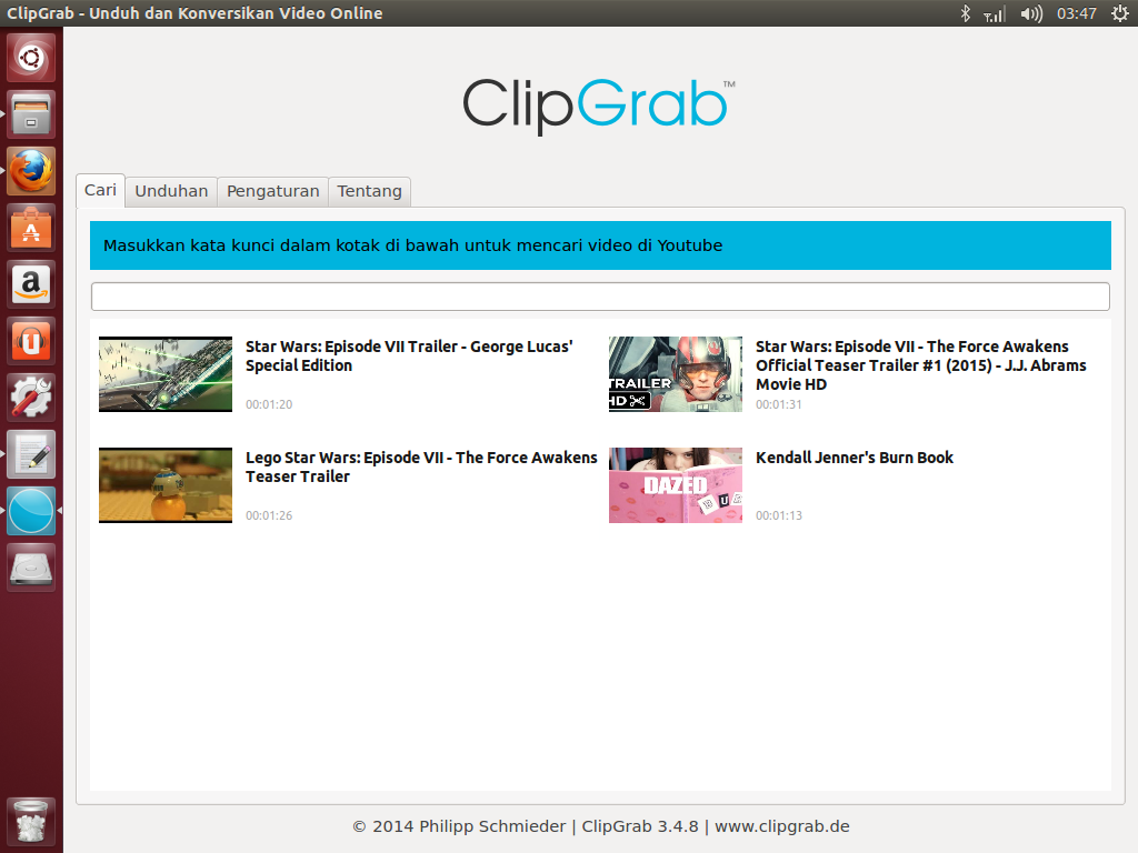 ClipGrab 3.4.8 Friendly downloader for YouTube and other sites on ubuntu 14.10 Utopic Unicorn, Ubuntu 14.04 Trusty Tahr derivative system