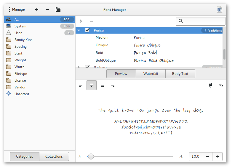 Font Manager 0.7.1 release, install on Ubuntu 15.04, 14.10, 14.04, Linux Mint 17.1, 17, Arch Linux and Gentoo